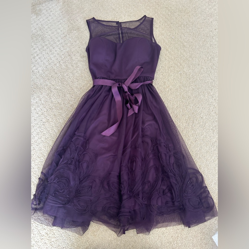Purple adorable dress with ribbon belt